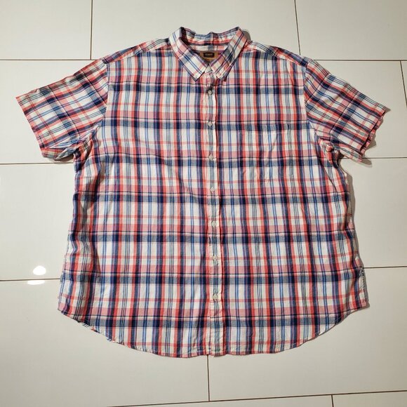 FOUNDRY PLAID SHIRT SHORT SLEEVE COTTON SIZE 3X - Picture 1 of 7